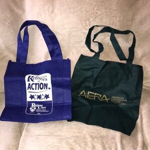 Bundle of two Blue and Green Tote Bags damaged